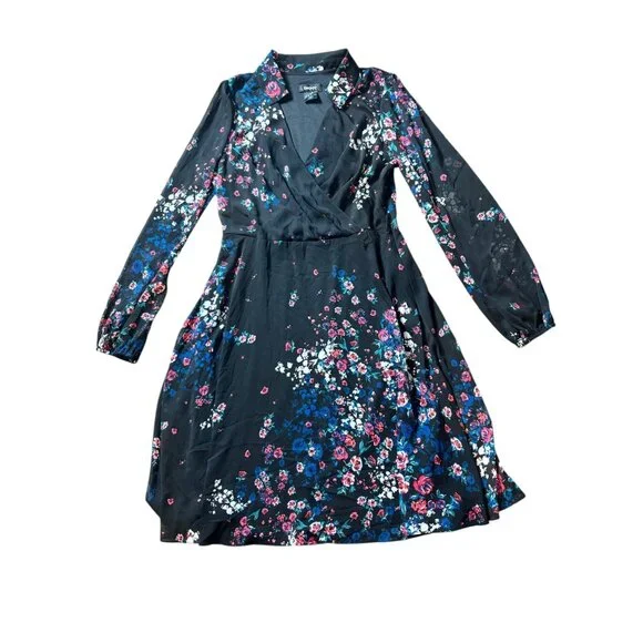 DKNY Women's Shear Floral Long Sleeve Dress - Picture 2 of 6